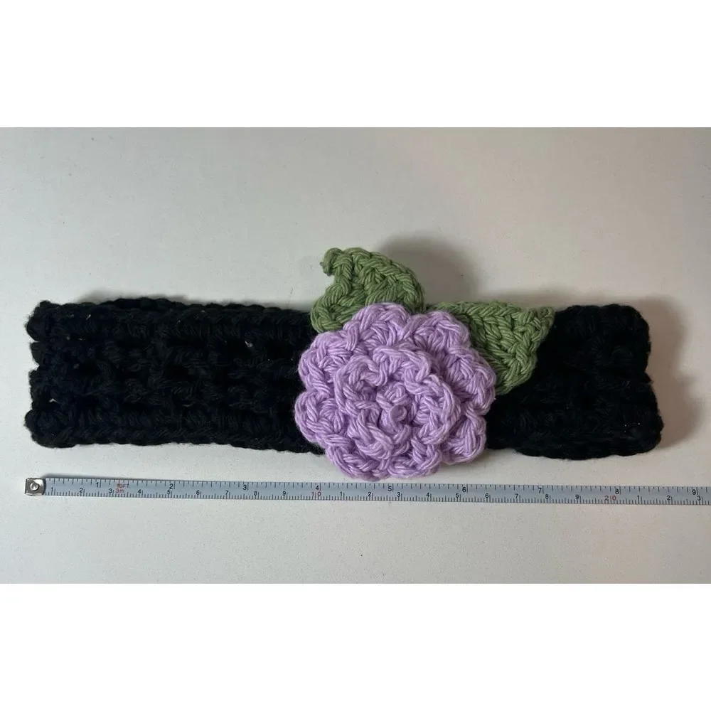 Handmade Baby Headband Purple‎ Flower Button Closure